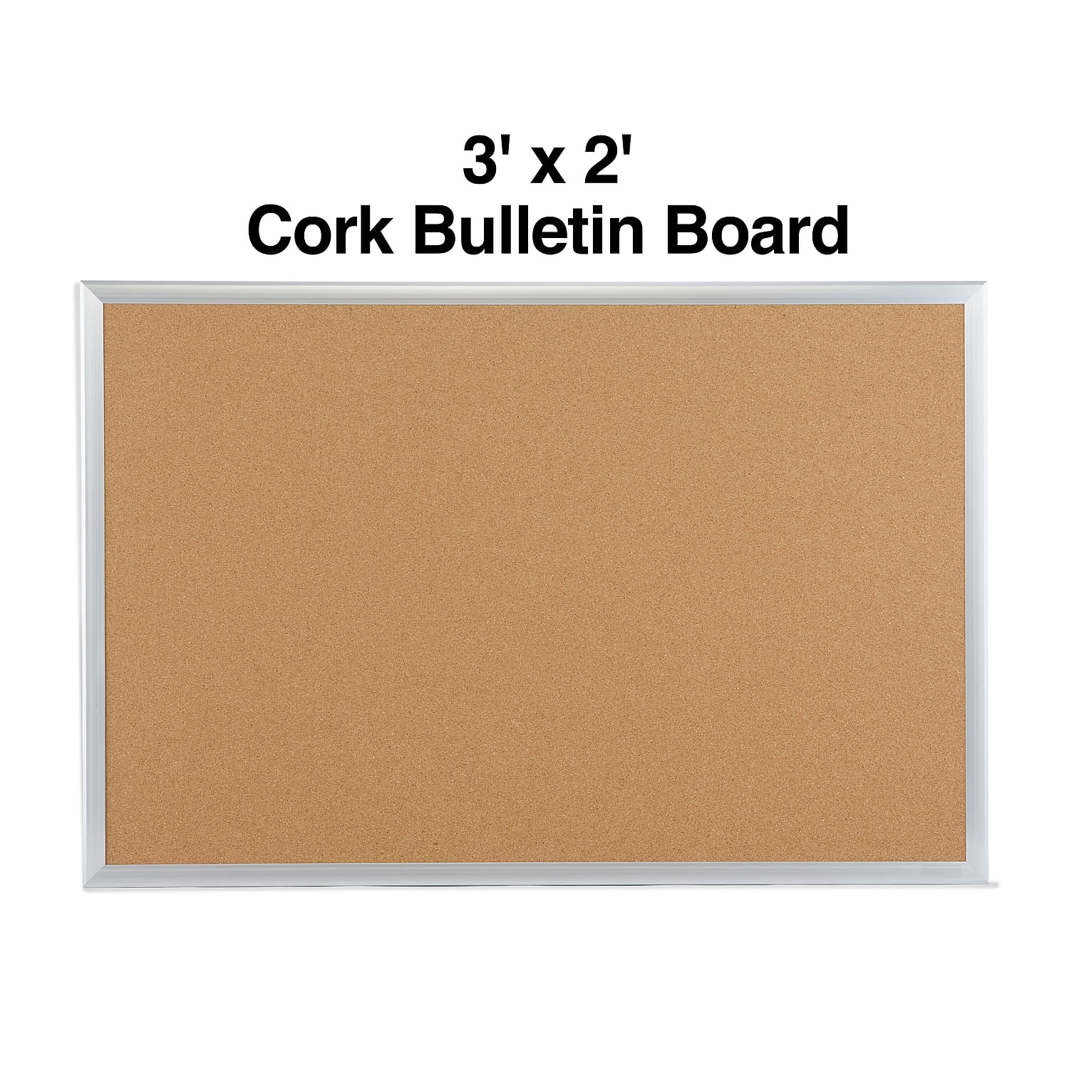 HITOUCH BUSINESS SERVICES Standard Durable Cork Bulletin Board Aluminum Frame 3'W x 2'H 52449/28335