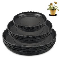 ZGDong Plant Saucer 12Pcs Set - 6/8/10 Inch Black Plastic Plant Trays, Drip Trays for Potted Plants Indoor Outdoor, Water Catcher Saucers for Flower Pot Drainage