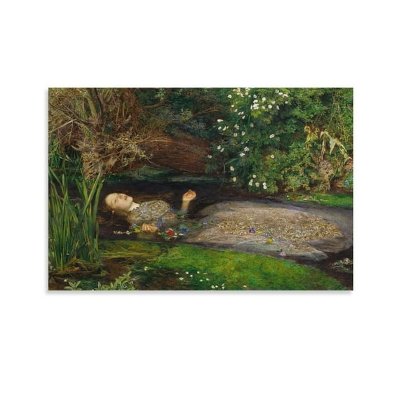 Ophelia by John Everett Millais Painting Art Poster Canvas Art Poster and Wall Art Picture Print Modern Family bedroom Decor Posters 16x24inch(40x60cm)