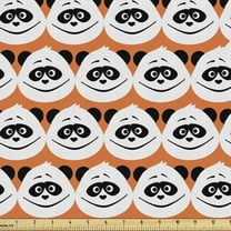 Ambesonne Panda Bear Fabric by the Yard Upholstery, Monochrome Bears Graphic, 5 Yards, Burnt Sienna White