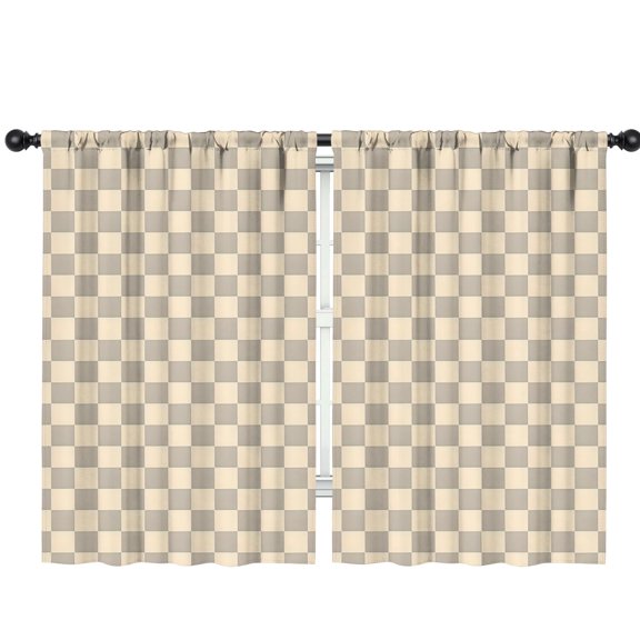 Blackout Kids Curtains,Beige Gray Checkerboard Checkered Pattern Childrens Insulated Curtains Set Of 2,Bedroom Essentials,Toddler Room Decor 42"x63"
