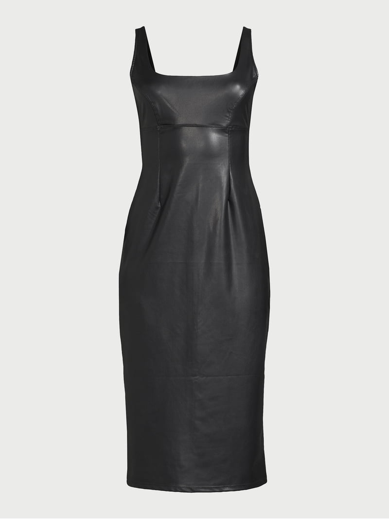 slim fit dress slacks Lizzi Faux Leather Midi Dress - Black main image 1