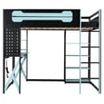 thumbnail image 5 of Harper & Bright Designs Full Size Wood Gaming Loft Bed with Desk, Shelves, Power Outlet & USB/Type-C Ports, Gaming Loft Bed Frame with RGB Light for Dorm Apartment, Black+Blue, 5 of 18