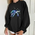 thumbnail image 4 of kayannuo Fall Clothes For Women Women Wild Ocean Print Loose O-Neck Long-Sleeved Fleece Oversized Sweatshirt Pullover Black, 4 of 9