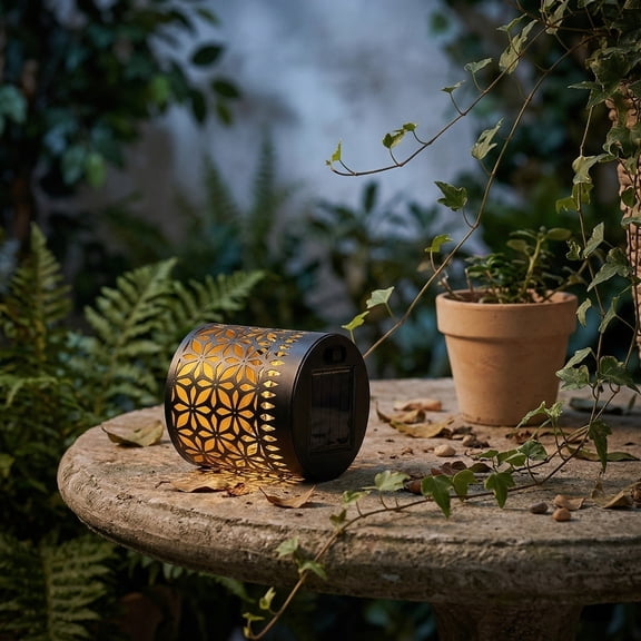 TTTTThome Solar Lantern, Outdoor Decorative Rhombus Grid Pattern Light, Waterproof LED Solar Lamp for Tabletop Garden Patio and Landscape Decoration