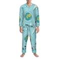 thumbnail image 3 of Picia Travelling on Airplane Pattern Men’s Long-Sleeve Sleepwear Set - Soft 2-Piece Loungewear with Pockets, Comfy PJs for Relaxing Nights-, 3 of 7