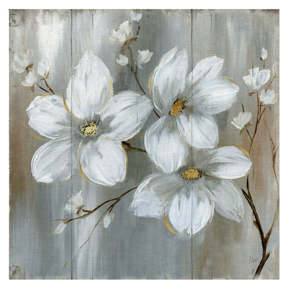 Masterpiece Art Gallery Summer in Neutral Paperwhite Flowers II by Nan Canvas Art Painting Print 24" x 24"