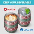 thumbnail image 4 of 12oz Stemless Wine Tumblers Red and Green Christmas Snowman Pattern Vacuum Insulated Stainless Steel Travel Tumbler Cups Mug with Lid and Straw for Champaign,Cocktail,Beer with Cleaning Brush, 4 of 5