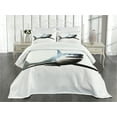 thumbnail image 3 of Ambesonne Shark Quilted Bedspread Set 3 Pcs, Wild Sea Creature Art, King Size, Blue Grey White, 3 of 5
