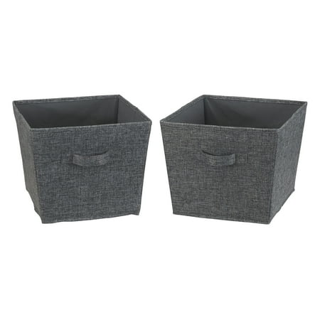 UPC: 0040071119218 | Household Essentials Medium Fabric Storage Bins 2 Pack  Storage Bins with Handles  Poly Linen Fabric with Wire Framing  Great for Shelving Organization  Graphite Linen