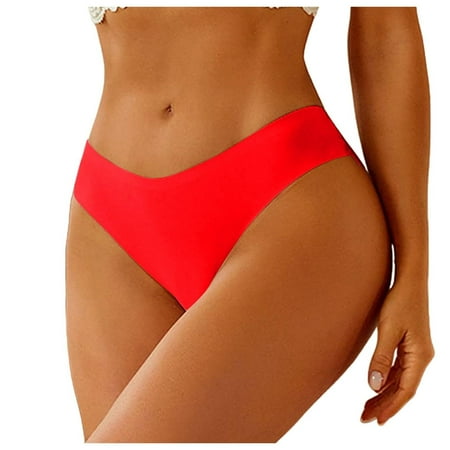 Kmdttou Seamless Underwear for Women Sexy Lace High Cut Panties Comfort Bikini Panty Stretch Underpants Breathable Ladies Briefs (Available in Plus Size) Watermelon Red-L