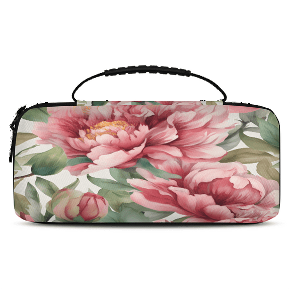 Herdesigns Beautiful Flowers Carry Case Compatible with Nintendo Switch 2017 & Oled 2021, with 20 Game Card Slots, Floral Portable Travel Carrying Case Pouch for Accessories & Games