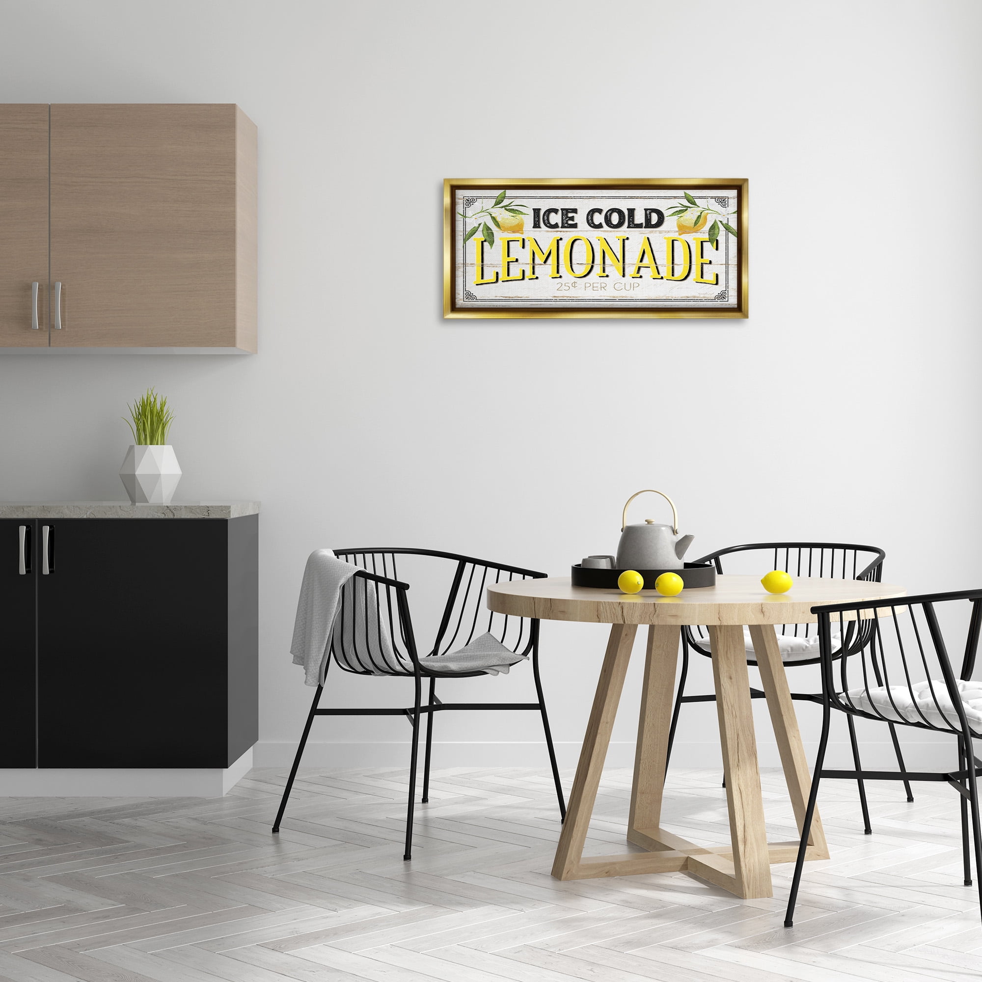 Stupell Industries Vintage Lemonade Stand Sign Food & Beverage Painting Gold Floater Framed Canvas Art Print Wall Art, 31 x 14