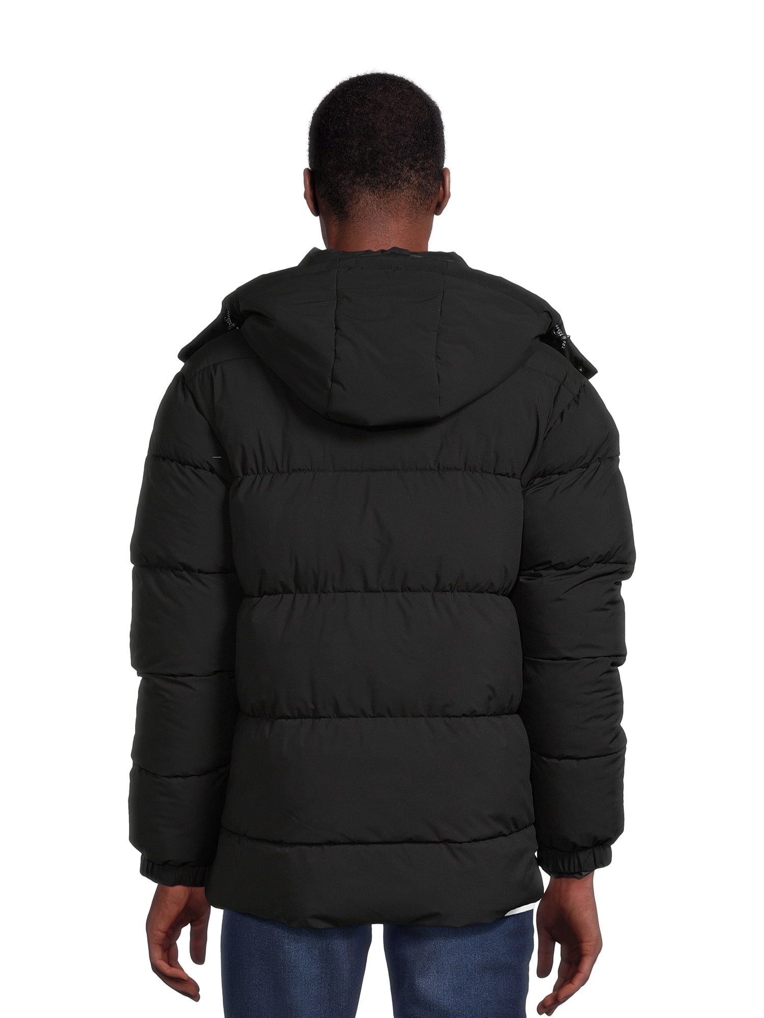 Swiss Tech Men's Quilted Puffer Jacket with Removable Hood, Sizes S-3XL