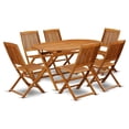 thumbnail image 1 of Pemberly Row Traditional 7-piece Wood Patio Set in Natural Oil, 1 of 6