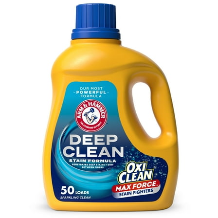 ARM & HAMMER Deep Clean OxiClean Max Force Laundry Detergent, Sparkling Clean, 75 fl oz, 50 Loads