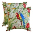 thumbnail image 6 of The HomeCentric Decorative Throw Pillow covers Green Pack of 2, 24"x24" (60x60 cm) Cotton Embroidery, Printed Cushion Covers For Sofa, Floral Modern Style - Cockatoo Carnival, 6 of 10