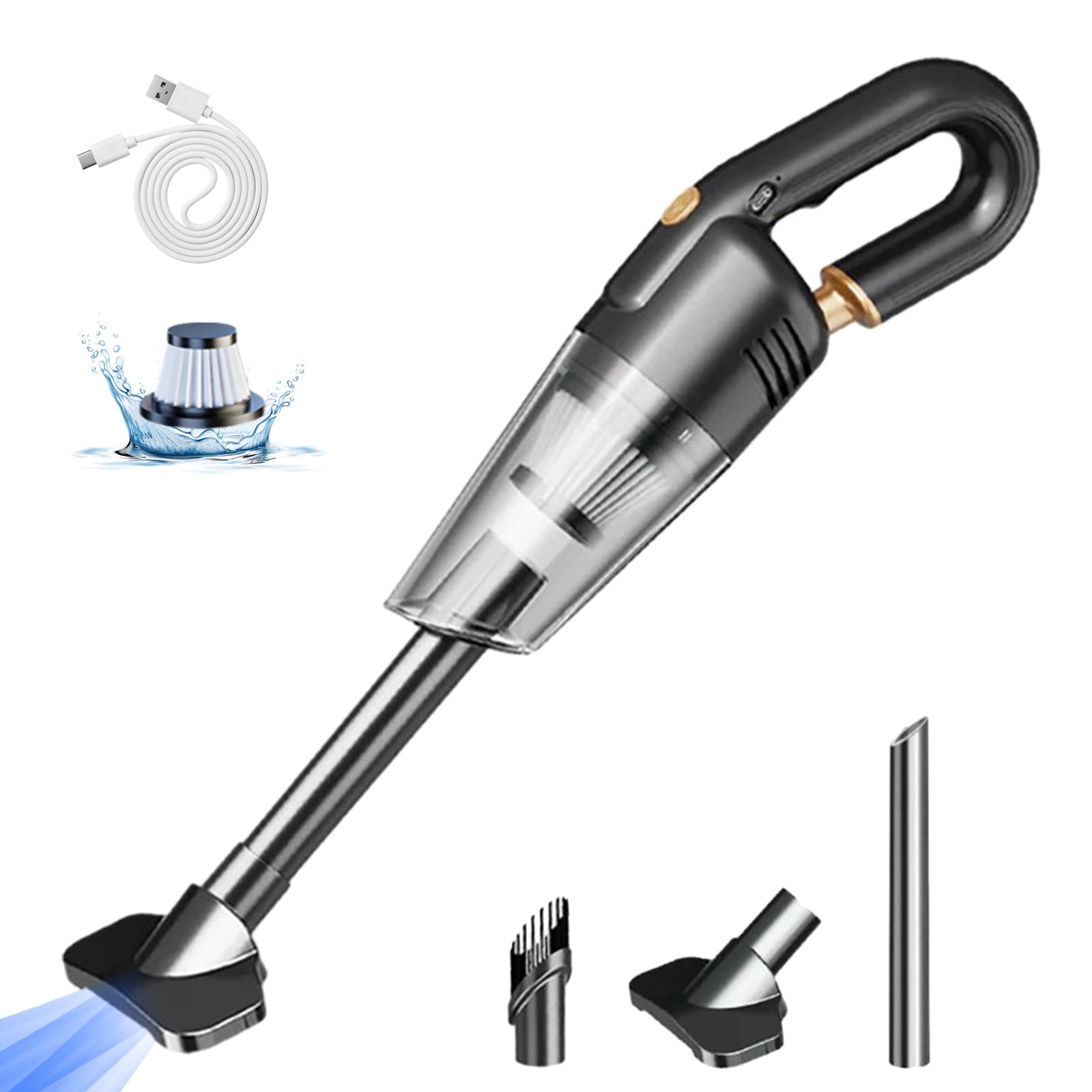 Uiz Merueh Portable Car Vacuum Handheld Vacuum Cordless Car Vacuum Powerful Suction Hand Vac Handheld Vacuum Cleaner for Car, Home, Office, Pet