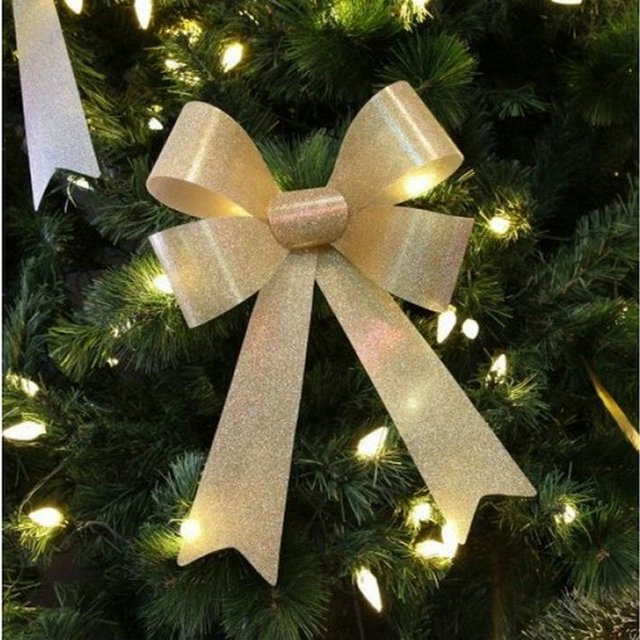 Lazo grande preatado 3D del brillo de la decoración 3D de la corona del árbol de navidad del oropel del Pvc para interiores y exteriores 9"x 14"