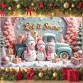 thumbnail image 4 of Snowman Theme Snowman Banner Let it Snow Design Christmas Banner Pink Golden Text Winter Banner for Christmas Party Winter Celebration Indoor Decoration, 4 of 9