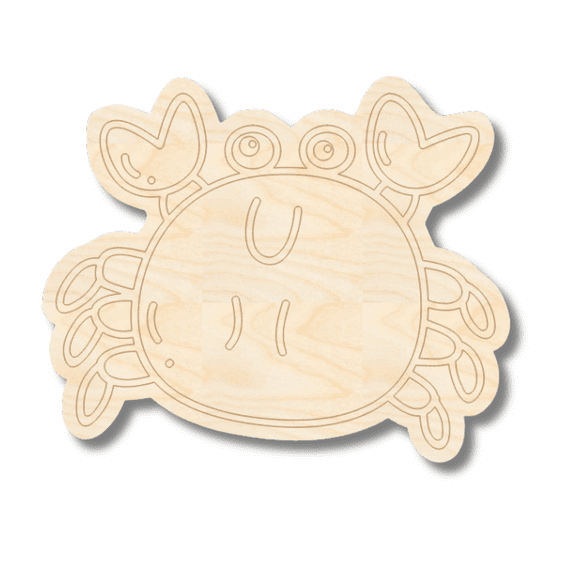 Unfinished Wood Etched Crab Shape 5" / 1/8"