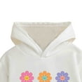 thumbnail image 4 of Girls 2-Piece Set White Floral Hoodie & Flare Jeans, 70s Retro Matching Outfit with Heart Patches for Kids to 8 Years,Size 6-7 T, 4 of 8