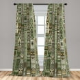 thumbnail image 3 of Ambesonne Southwestern Curtains 2 Panel Set, Pastel Nature Shapes, Pair of - 28" x 84", Pale Green Khaki, 3 of 4