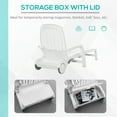 thumbnail image 3 of Outsunny Outdoor Chaise Lounge Chair on Wheels with Storage Box, Waterproof with Quick Assembly, Folding, 5 Level Adjustable Backrest for Pool, White, 3 of 9