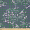 thumbnail image 2 of Ambesonne Leaf Fabric by the Yard Microfiber, Japanese Plum Blossoms, 1 Yard, Bluegrey Pale Pink Sage, 2 of 2
