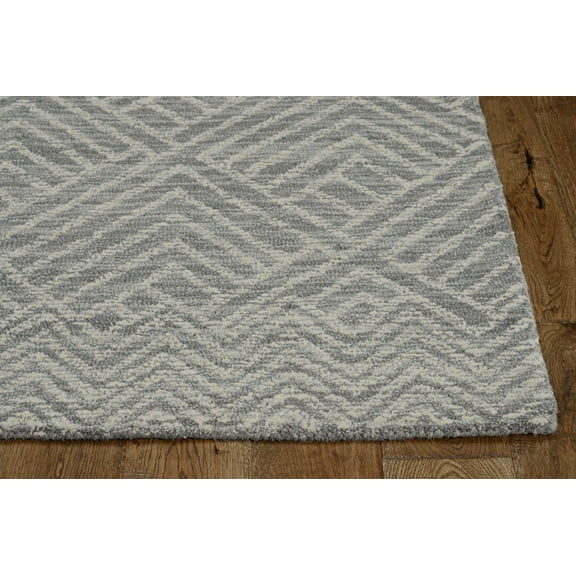 5' x 7' Ivory Geometric Pattern Wool Indoor Area Rug