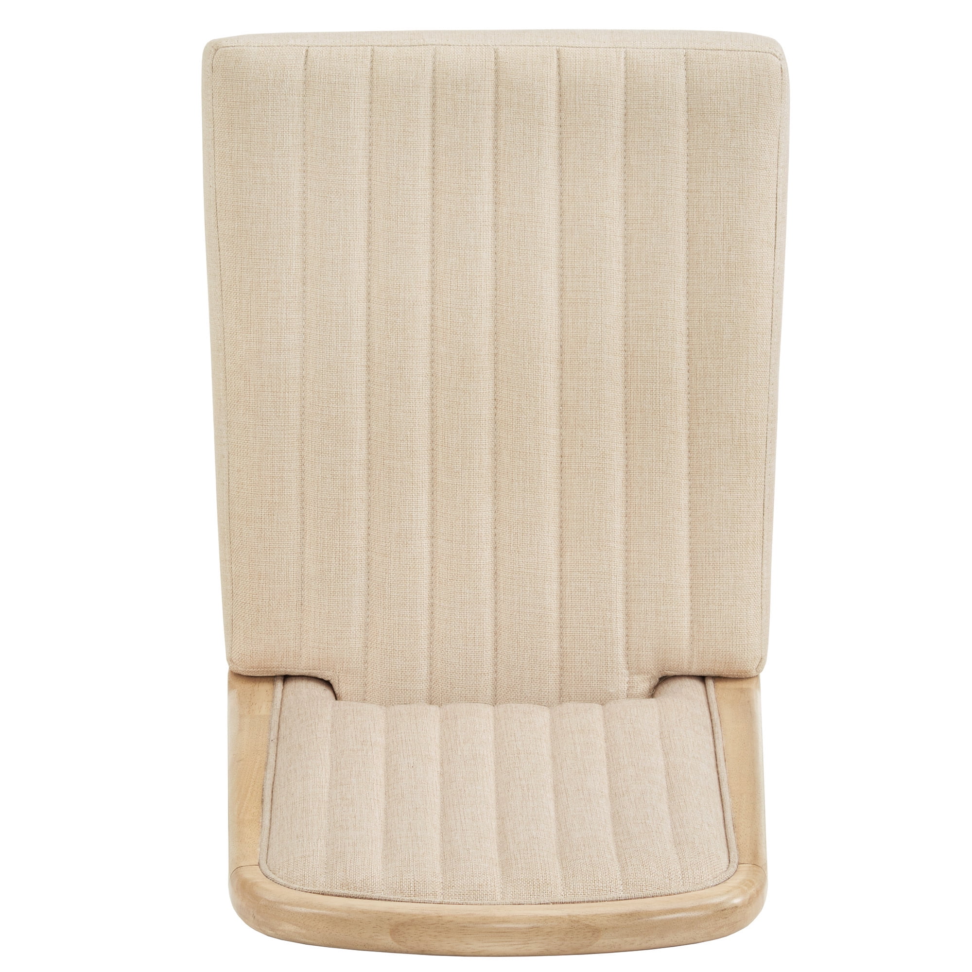 Weston Home Alta Wood Finish Cream Fabric Channel Stitching Dining Chair, Set of 2, Oak Wash