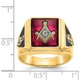 thumbnail image 5 of 14K Yellow Gold Men's Synthetic Ruby Masonic Ring (Size 10) Made In United States y1576m, 5 of 5