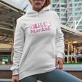 thumbnail image 2 of Mama's Valentine, Retro Groovy Wavy Text Valentine's Day Merch Gift, White Hooded Sweatshirt or Hoodie, Small, 2 of 5