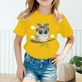 thumbnail image 2 of LUOGENLI T-Shirt pour Filles, Mignon T-Shirt Imprimé Col Rond Manches Courtes Été Décontracté Mode Ample T-Shirt Hauts Chemises pour Filles Midi Chemises Crayon Jaune 2-4 Ans, 2 of 4