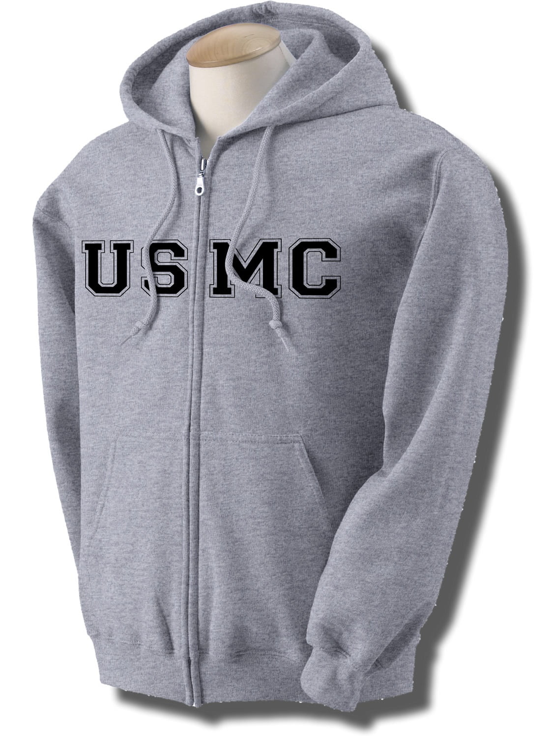 zerogravitee - USMC Full-Zip Hooded Sweatshirt in Gray - Walmart.com