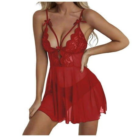 Women s Nightgowns Babydoll Dress For Women Red Pajamas For Women Lace Dress For Women Babydoll Lingerie