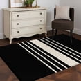 thumbnail image 3 of Area Rug 4'x6', Black Beige Striped Non-slip Runner Rug Carpet for Bedside, Modern Farmhouse Retro Lines Washable Outdoor Indoor Area Rugs Mat for Entryway/Living Room/Bedroom/Kitchen/Office, 3 of 9