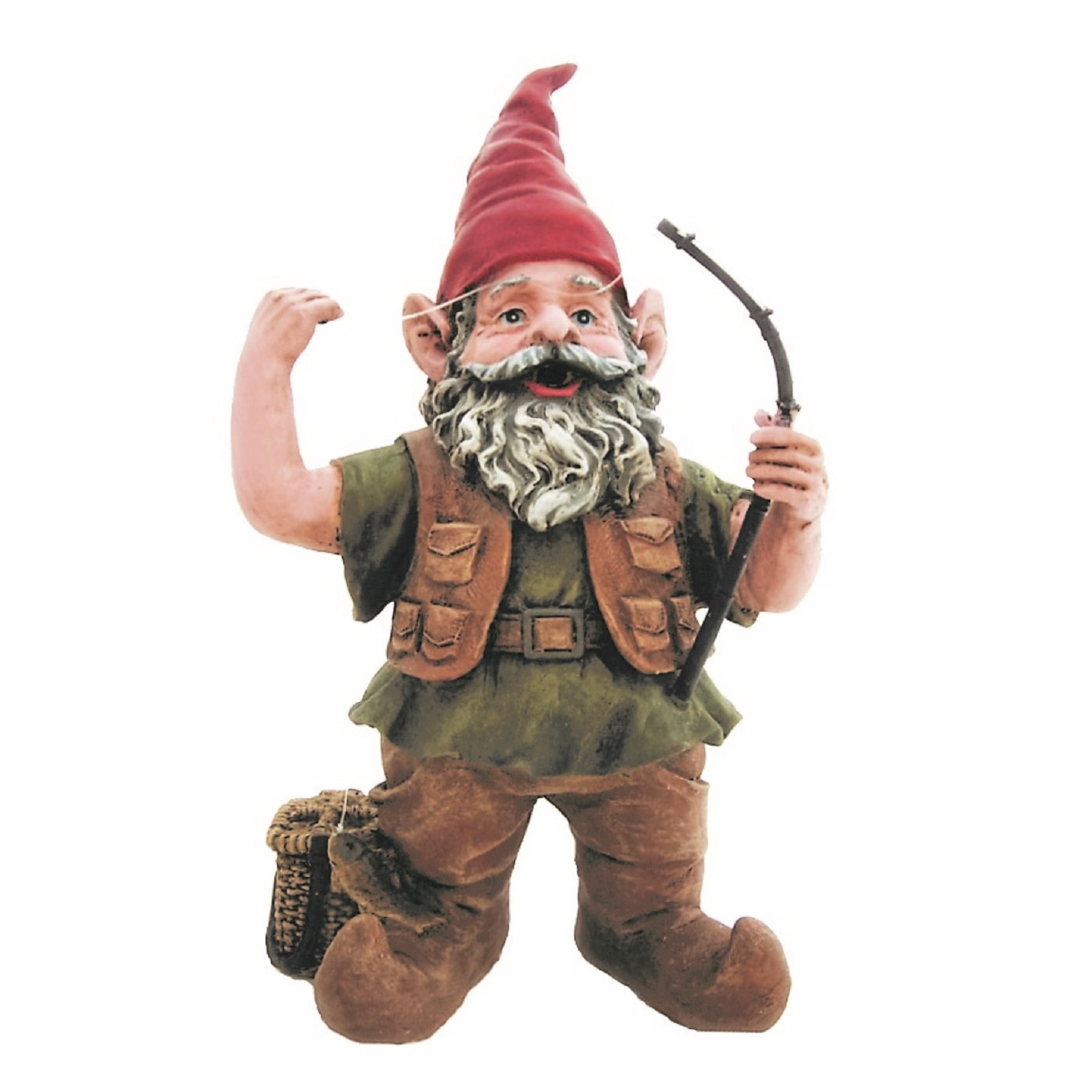 Nowaday Gnomes Fisherman Gnome Holding Fishing Pole Home & Garden Gnome Statue 14"H by GSI Homestyles
