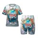thumbnail image 1 of Balery Travel Around The World Conjunto de Pijama Infantil de Manga Corta con Estampado – Ropa de Dormir de Algodón Suave-X-Large, 1 of 6