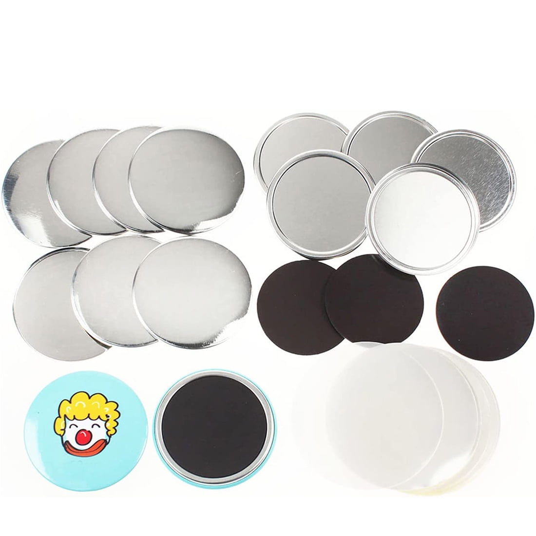 INTBUYING 100set 3in/75mm Rubber Magnetic Button Part Round Badges for DIY