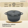 thumbnail image 2 of Cinnamon Home 5 Quart Enameled Cast Iron Round Dutch Oven with Lid - Gray - Kitchen Pots and Cookware, 2 of 6