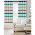 thumbnail image 2 of Teal Brown Striped Blackout Curtains, Light Blocking Print Window Curtains, Farmhouse Stripes Simple Art Thermal Insulated Window Drapes for Living Room Kitchen Cafe 2 Panels, 55"W x 39"L, 2 of 9