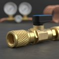 thumbnail image 2 of kowaku Globe Valve Connector with Shutoff Switch Shut-Stop Globe Valve Quarter Turn Climate Control System Accessory for Refrigeration Service, Ex-08, 2 of 10