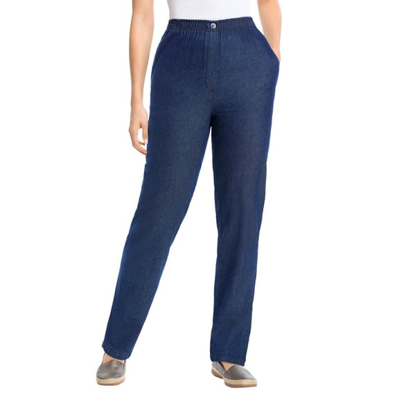 Woman Within Plus Size 7-Day Straight-Leg Elastic-Waist Denim Jean (Petite & Tall Available)
