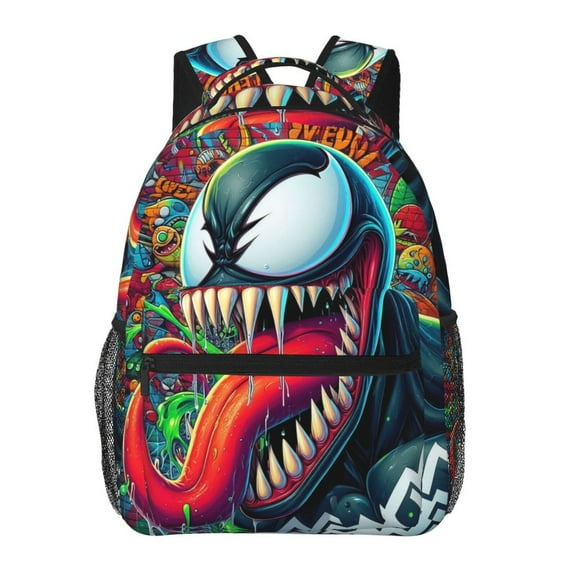 Venom Backpacks Cute Cartoon Casual School Laptop Bag, College Students Bookbag Computer Bag for Travel Hiking Work