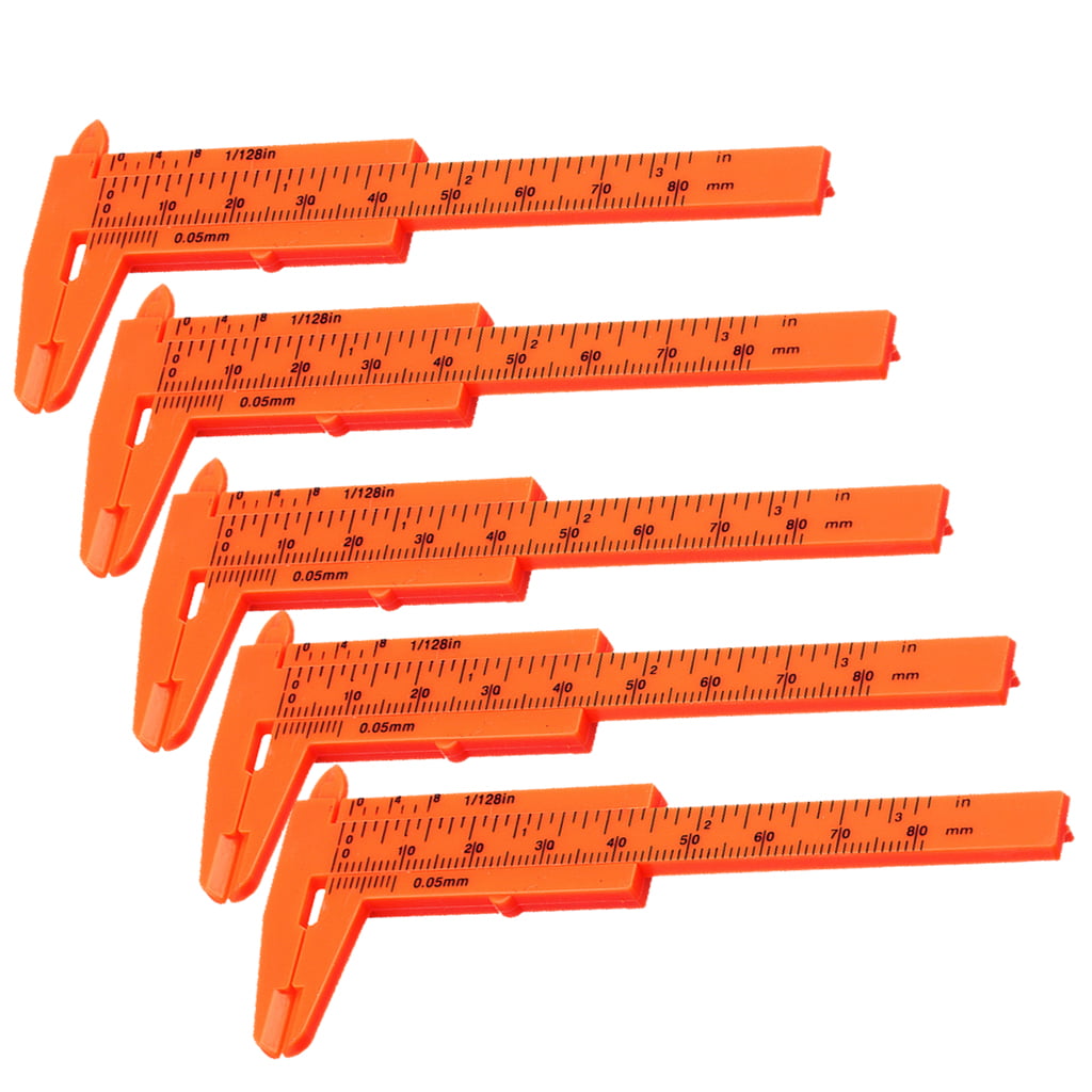 80mm 5pcs Plastic Red Measure Tools Mini Sliding Caliper Vernier Gauge Scale 