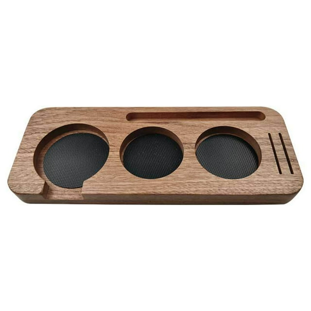CSChome Coffee Tamper Holder Coffee Tamper Holder Convenient Coffee Powder Dispenser Wooden Storage Tray Organizer for Home Bar