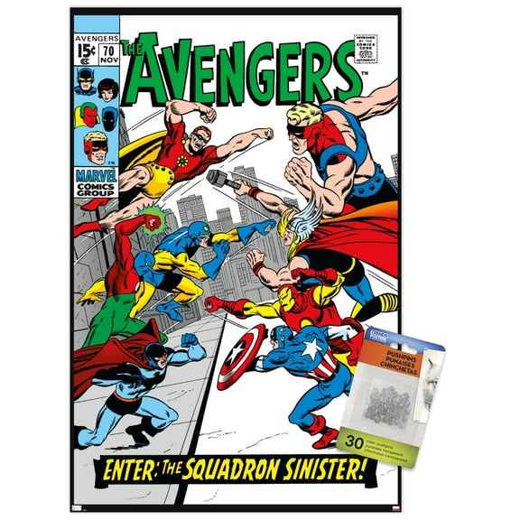 Marvel Comics - Avengers #70 Wall Poster with Push Pins, 14.725" x 22.375"