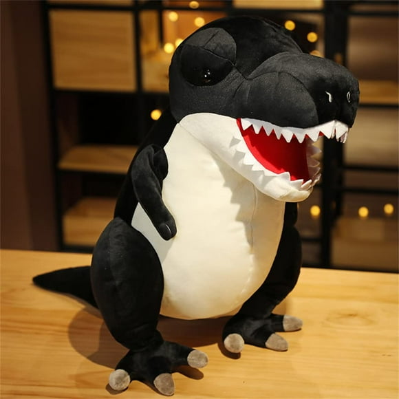 Cartoon Cute Dinosaur Plush Toys Stuffed Real Life TriceratopsTyrannosaurus Animal Doll Simulation Long-Necked Dragon Boys Gift (Black,70-80cm/27-31inch)