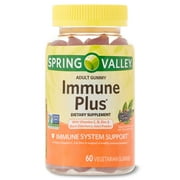 Spring Valley Immune Support Plus Gummies for Adults with Vitamin C, D & Elderberry, 60 Count